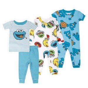 Sesame Street Cookie Monster Character Infant 4-piece Sleep Set, Blue